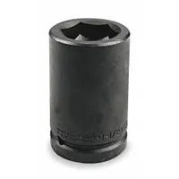 This SAE Budd Wheel Impact Socket features a 1 1/2 in socket size with a 6-point deep configuration and black oxide finish. Designed for impact tool use, it provides secure engagement on Budd-style wheel nuts in heavy-duty truck and fleet maintenance applications