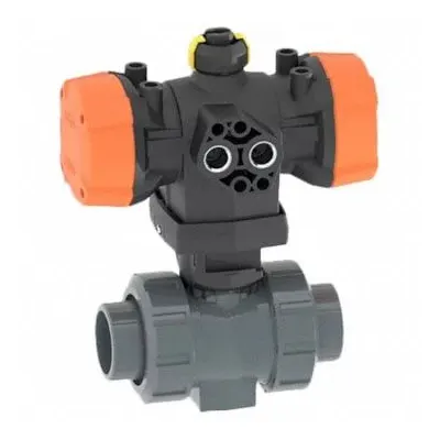 GF PIPING SYSTEMS Pneumatically Actuated Two-Way Ball Valve: 2 in, PVC, Socket x Socket - PVC Pneumatically-Actuated Ball Valves