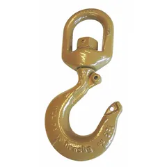 General purpose slip hook for lifting and rigging applications. Constructed from alloy steel with a gold finish and 1 1/4 in material thickness. Rated for 30,000 lb working load limit with Hook Grade 100. Features visual indicator markings for deformation and maximum angle.