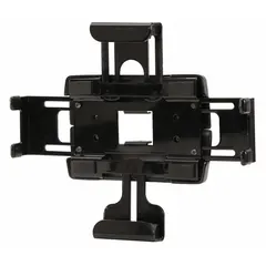 Fixed surface mount for tablets and small screens up to 29 inches and 5 lb. Constructed from powder-coated steel in black. Suitable for applications such as retail kiosks, point-of-sale stations, or industrial control panels where a secure, non-swiveling display mount is required.
