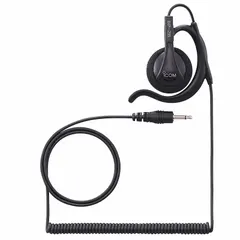 Wired, black ear-hook earpiece with single-pin connector for ICOM F52D and F62D series radios. Designed for listen-only operation without push-to-talk function, enabling discreet audio monitoring in environments where receiving transmissions is required without transmitting.