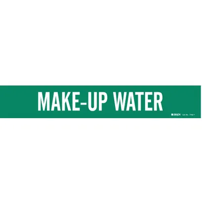 BRADY Pipe Marker: Make-Up Water, Green, White, Fits 2 1/2 to 7 7/8 in Pipe O.D. - Make-Up Water Adhesive Pipe Markers