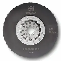 Starlock mounted blade for long cutting applications. Constructed from high speed steel with an overall length of 3 3/8 in. Suitable for plunge cuts and flush cutting in wood, trim work, and remodeling.