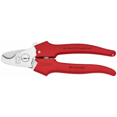 KNIPEX Cable Shears: Plastic Handle, Shear, For 13/32 in Max Dia Data Cable - One-Handed Electrical & Data Cable Cutters