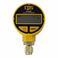 PRO-SET Vacuum Gauge: LCD, 1 micron Hg to 100,000 micron Hg, 1/4 in Female SAE Flare Right-Hand, 9V (MPN VG200)