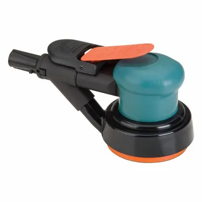 DYNABRADE Air Orbital Sander: 3 1/2 in Disc, Pressure Sensitive Adhesive, 3/8 in Orbit - Self-Vacuum Random Orbital Sanders