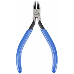 Pointed semiflush-cut pliers with a 4 1/4 in overall length and 1/2 in jaw length. Designed for precision cutting of wires and small components in electrical, electronics, and industrial maintenance applications where access in tight spaces is required.