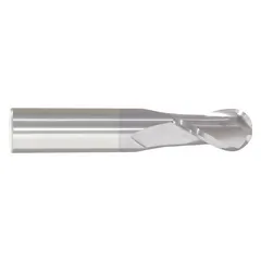 This general purpose carbide ball end mill features a TiCN coating and two flutes. It has an 11/64" mill diameter, 9/16" length of cut, and 2" overall length. Suitable for contouring, slotting, and profiling in mold and die work and general machining on non-ferrous materials and steels.