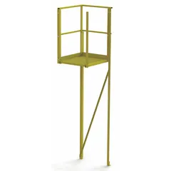 This steel turn platform has an overall height of 10.2 ft and a yellow finish. It is used in industrial settings to provide an elevated work surface for accessing equipment or performing maintenance tasks.