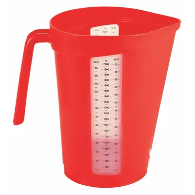 VIKAN Measuring Cup: Dry/Liquid, 67.6 fl oz Capacity, Polypropylene, Red, 5 1/2 in Overall Lg - Plastic Measuring Cups
