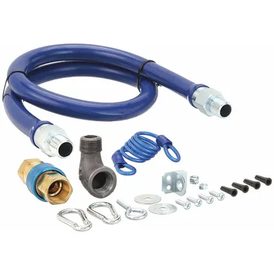 DORMONT Gas Connector Kit: 1/2 in Hose Inside Dia., 4 ft Hose Lg, 68,000 BTU Capacity - Moveable Foodservice Connectors