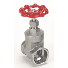 This non-rising stem gate valve features a 316 stainless steel wedge and bonnet for corrosion resistance. With socket x socket connections and a wheel operator, it is suited for on/off flow control in industrial piping systems, including welded or solvent-welded pipe installations.