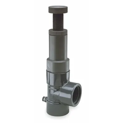 HAYWARD Adjustable Relief Valve: CPVC, EPDM, 2 in x 2 in, FNPT x FNPT - Corrosive & Ultra-Pure Liquids Pressure Relief Valves
