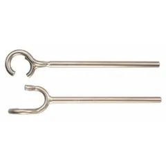This 17-inch claw valve wheel wrench is made of aluminum bronze with a natural finish. It is designed for operating valve wheels and is non-sparking, suitable for use in environments where flammable gases or vapors may be present.