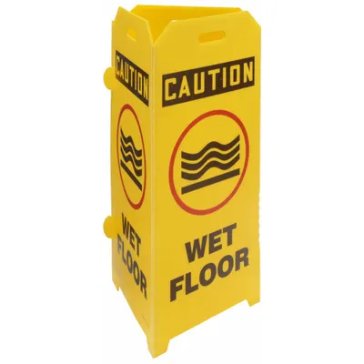 CONDOR Barricade Floor Sign: Corrugated Plastic, 45 in x 32 in x 1/4 in Nominal Sign Size - Caution: Wet Floor Barricade Signs