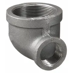 Threaded x threaded 90° elbow for medium-pressure piping systems. Class 150 rating with maximum operating pressure of 300 psi at 150°F. Used to change flow direction in steam, water, gas, and process lines.
