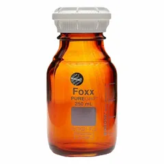 Safety Coated Wide Mouth Round Glass Lab Bottles, 250 L, GL45, Amber, Set of 4