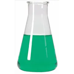 Conical glass flask with 250 mL capacity, colorless body, and USP Type I borosilicate glass for thermal and chemical resistance. Compatible with stopper size 8. Used for mixing, heating, and storing liquids in laboratory settings.