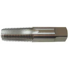 General purpose pipe tap for cutting internal threads in pipe and conduit fittings. Features a 1B thread class, semi-bottoming chamfer, and 5 flutes. Suitable for threading in plumbing, pneumatic, and hydraulic systems requiring leak-proof connections.