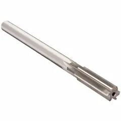 This CLEVELAND chucking reamer has a 13/32-inch (0.4062-inch) diameter and is made of high-speed steel with straight flutes. It is designed for precision reaming operations to enlarge and finish holes to close tolerances in general industrial machining applications.