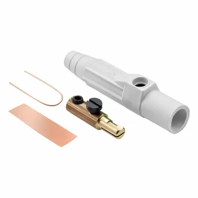 LEVITON Single Pole Inline: Male, White, 600V AC/600V DC, 150 A, Single Set Screw Termination - Plugs with Set Screw Terminations