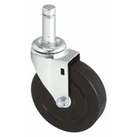 APPROVED VENDOR Stem Caster: Swivel, No Brake, 5 in Wheel Dia., 1 1/4 in Wheel Wd, Rubber, Rubber