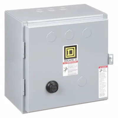 SQUARE D Magnetic Motor Starter: Reversing, 3 Poles, NEMA Size 0, 18 A - Enclosed Reversing Starters with Thermal Overloads