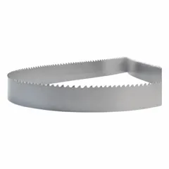 General-purpose metal cutting band saw blade for industrial sawing applications. Bi-metal construction with variable cutting edge. Blade width 1 1/4 in, length 16 ft 6 in, tooth pitch 3/4. Suitable for cutting a range of ferrous and non-ferrous materials in maintenance, fabrication, and production settings.