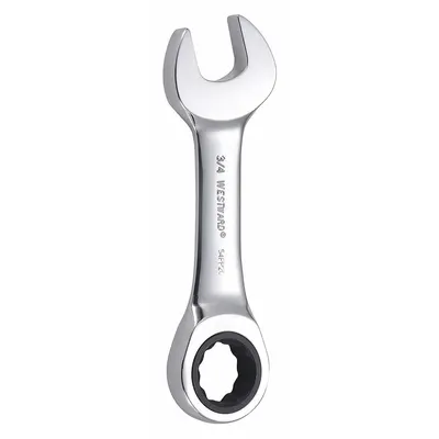 WESTWARD Combination Wrench: Alloy Steel, Chrome, 3/4 in Head Size, 5 3/8 in Overall Lg - SAE 12-Point Ratcheting Combination Wrenches