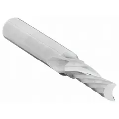 Solid carbide spiral O-flute downcut router bit designed for routing hard plastics. The downcut geometry forces chips downward, producing a clean top edge and reducing melting. Commonly used in CNC routing of acrylic, polycarbonate, and other rigid plastic sheets. Cut diameter: 3/16", length of cut: 5/8".
