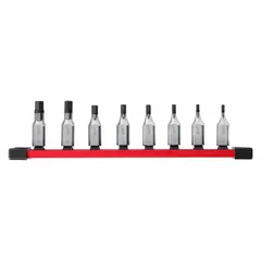 This 25-piece hex bit socket set includes 8 SAE hex bit sockets ranging from 1/8 in to 3/8 in with a 3/8 in drive size. The fixed insert design and 10 7/8 in overall length suit driving hex fasteners in assembly, maintenance, and repair tasks.