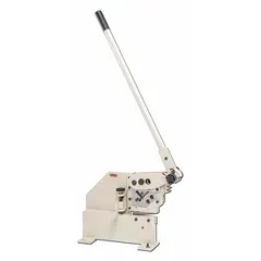 Manual sheet metal combination machine designed for bar shear operations. Used for cutting metal bars in fabrication, construction, and maintenance shops.