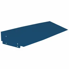 This slope-top component is designed for standard lockers with a 45-inch width. Made of steel with a powder-coated blue finish, it measures 45 x 15 x 5 inches. The sloped surface helps prevent debris and dust accumulation on top of lockers.