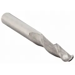 This carbide ball end mill is designed for contouring, slotting, and profiling aluminum and non-ferrous materials. Its 2-flute geometry and ball nose provide smooth finishes on 3D surfaces, suitable for mold making and general machining applications.