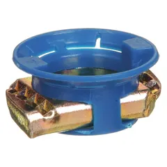 Steel cone nut with galvanized finish and gold color. Thread size 3/8"-16, fits 3/8 in bolts. Used for securing threaded rod or bolts in strut channels, enabling quick positioning and tightening in overhead installations, cable tray supports, and pipe hangers.