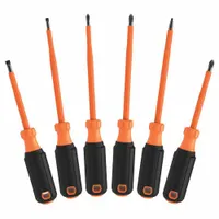 KLEIN TOOLS Screwdriver Set: 1-10 Pieces, 6 Pieces, Phillips/Slotted/Square Tip, #2/3/16 in Tip Size (MPN 85076INS)
