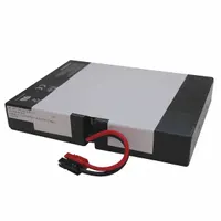 Replacement battery for uninterruptible power supplies, delivering 12 V DC at 7.2 Ah capacity. Features a hardwired connection for secure installation. Suitable for maintaining backup power in network closets, data centers, and industrial control systems