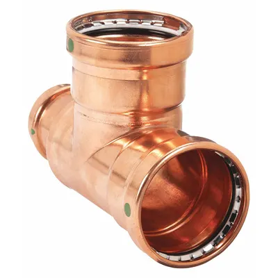 VIEGA PROPRESS Crimp Tee Fitting: Tee, 3 in CTS x 1 in CTS x 3 in CTS size - Plumbing Copper & Bronze Press Tube Fittings
