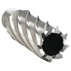 Cobalt annular cutter with bright finish, 7/8 in diameter, and 2 in maximum cutting depth. Features a Weldon Flat shank for secure mounting in magnetic drilling machines. Designed for cutting holes in hard materials such as structural steel and plate in industrial fabrication.