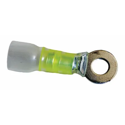 VELVAC Ring Terminal: Yellow, Nylon Insulation, #10 Stud Size, 12 AWG to 10 AWG Wire Sizes - Insulated Ring Terminals
