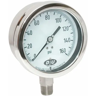 DURO All-Stainless Steel Pressure Gauge - All-Stainless Steel Wetted Parts & Casing