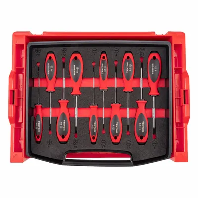TEKTON Screwdriver Set: 1-10 Pieces, 10 Pieces, Phillips/Slotted Tip, 17 1/2 in Overall Lg - General Purpose Screwdriver Sets