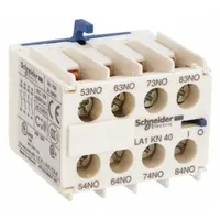 SCHNEIDER Auxiliary Contact Block: 4NO, 10 A Max Current (AC), Front Mount, Front-Mounted (MPN LA1KN40)