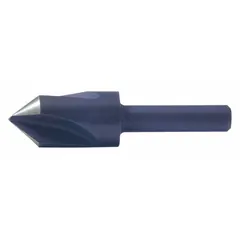 This CLEVELAND countersink features a 60° included angle and three flutes for smooth cutting with reduced chatter. The 1/2 in body diameter tool is made from black oxide high speed steel. It is used to create conical recesses for flathead screws or to deburr holes in metal, plastic, or wood.