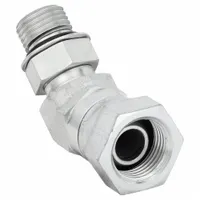 Hydraulic Hose Adapter: 3/8 in x 3/8 in Fitting Size, Female x Male, NPSM x ORB, Swivel, 45° Elbow (MPN 2067-6-6S)