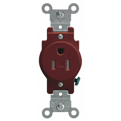 LEVITON Receptacle: Single, 5-15, Brown, 125V AC, 15 A, 2 Pole / 3 Wire (MPN T5015) - General Purpose Receptacles