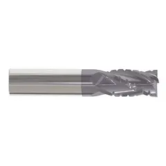 This carbide roughing end mill is designed for high-speed material removal in steel and cast iron. The corner-radius geometry reduces chipping during roughing passes. AlTiN coating provides heat resistance and wear protection. With 4 flutes, 3/16" mill diameter, 5/8" length of cut, and 2" overall length.