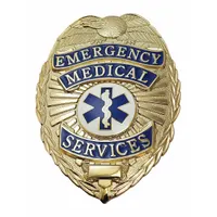 HEROS PRIDE Metal Badge: Emergency Medical Services, 3/4 in, Gold, Metal, Pin and Safety Catch (MPN 4183G)