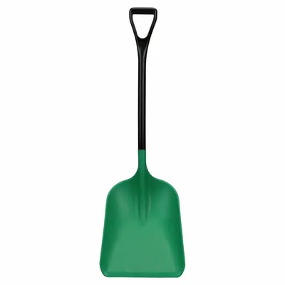 VIKAN Industrial Shovel: Square Point, 1 Ribs, Plastic, #4 Blade Size, 13 13/16 in Blade Wd - All-Plastic Industrial Shovels