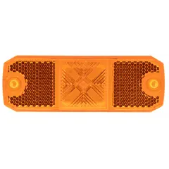 Rectangular surface-mount LED clearance light with amber lens. Features blunt cut wires for electrical connection and hole mount type. SAE P3 rated for side and rear visibility on trucks, trailers, and heavy equipment.